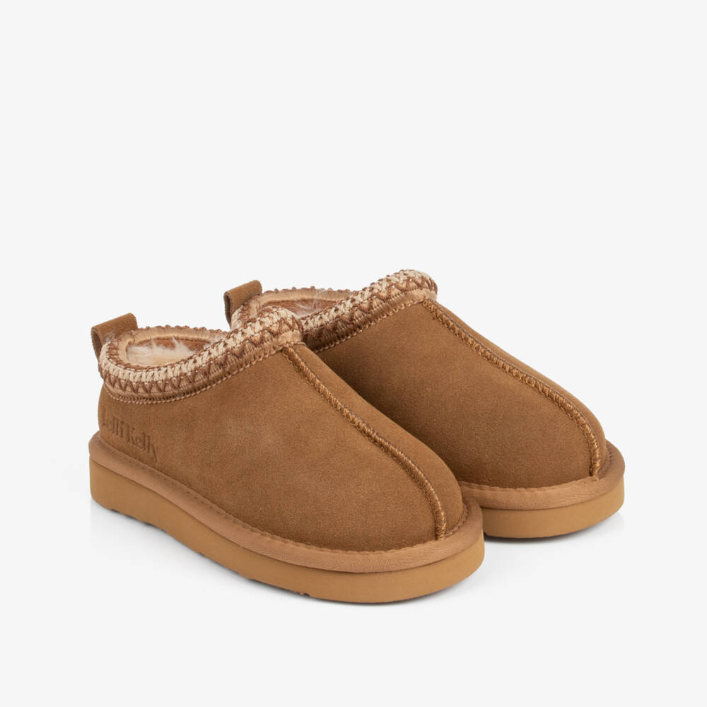 Lelli Kelly-Girls Brown Suede Chunky Sole Slippers | Childrensalon