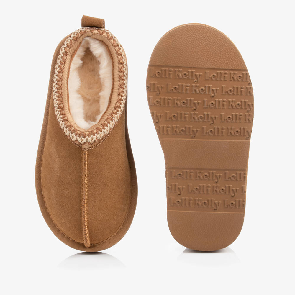 Lelli Kelly-Girls Brown Suede Chunky Sole Slippers | Childrensalon