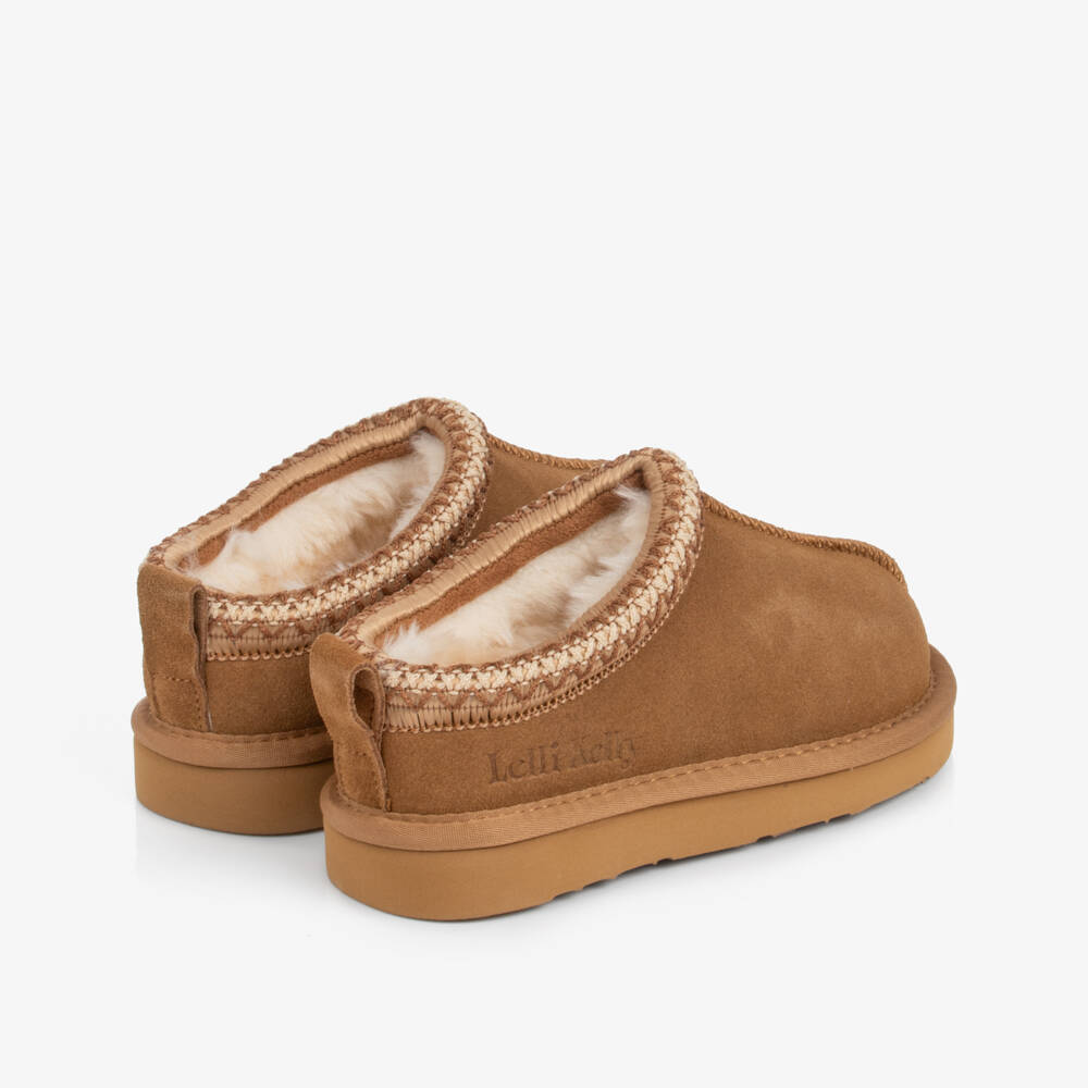 Lelli Kelly-Girls Brown Suede Chunky Sole Slippers | Childrensalon