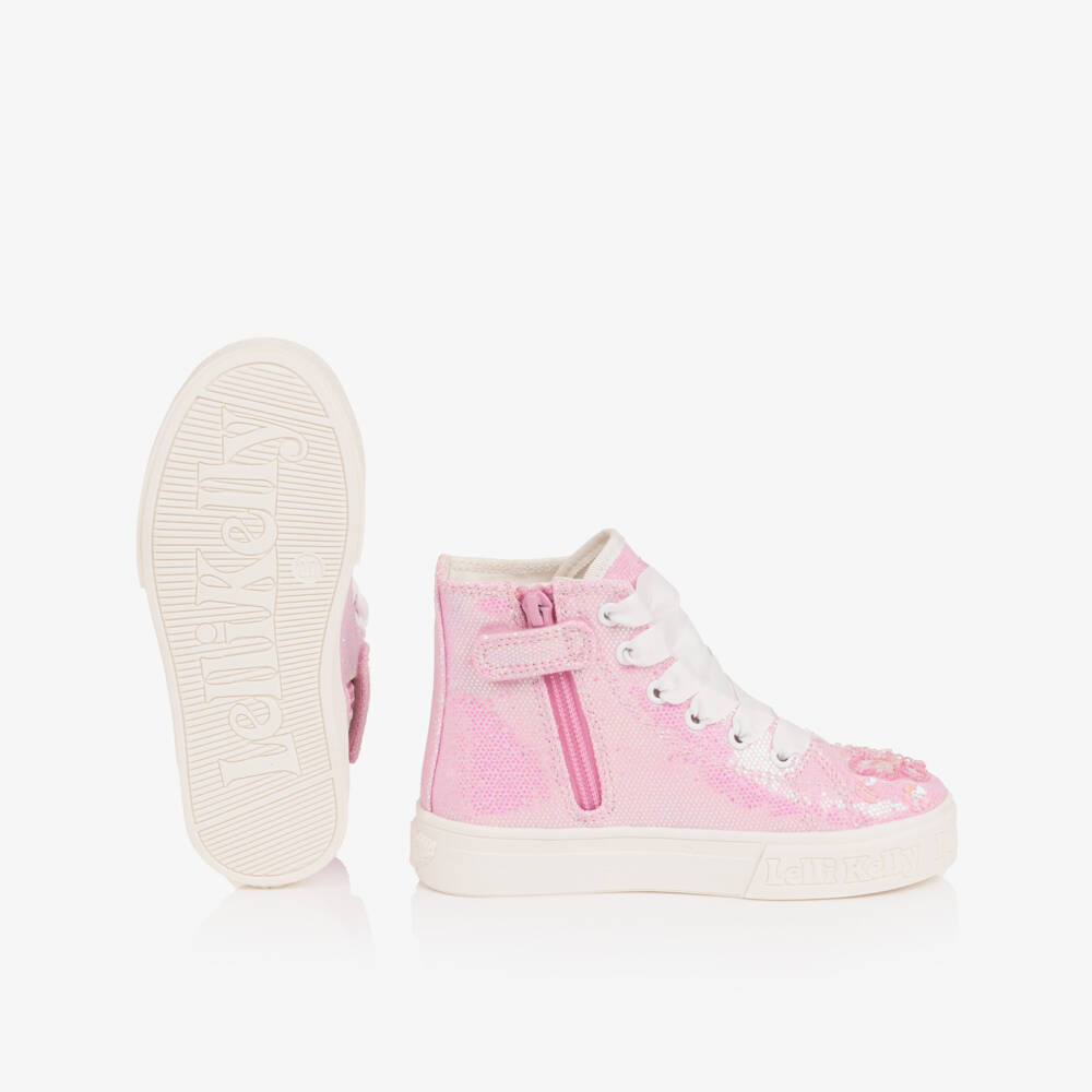 Lelli Kelly-Girls Glittery Pink Butterfly High-Top Trainers | Childrensalon