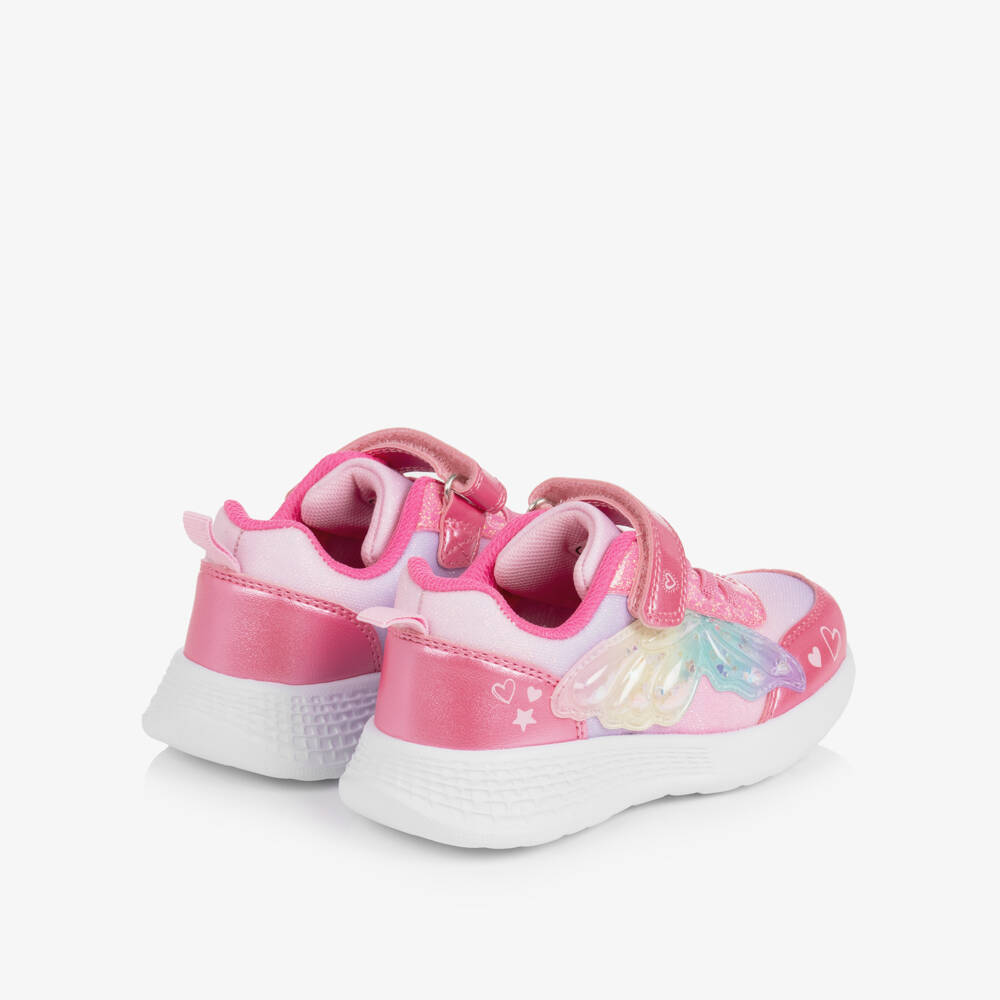Lelli Kelly-Girls Glittery Pink Butterfly Light-Up Trainers | Childrensalon