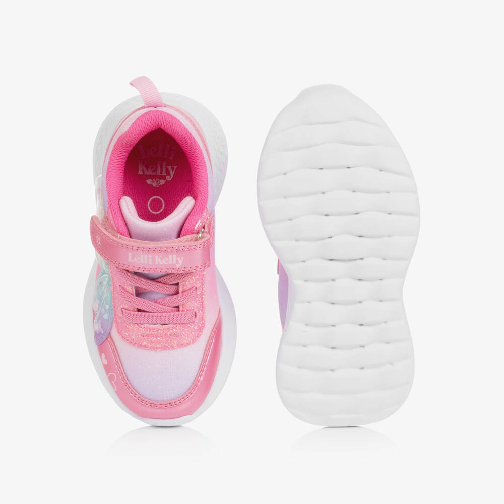 Lelli Kelly-Girls Glittery Pink Butterfly Light-Up Trainers | Childrensalon