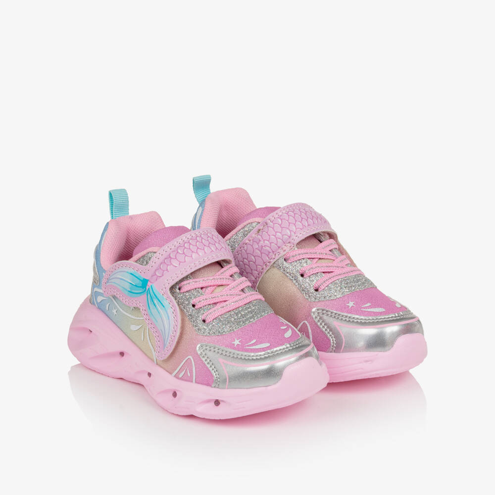 Lelli Kelly-Girls Glittery Pink Mermaid Light-Up Trainers  | Childrensalon