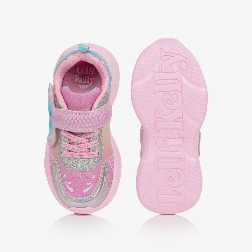 Lelli Kelly-Girls Glittery Pink Mermaid Light-Up Trainers | Childrensalon