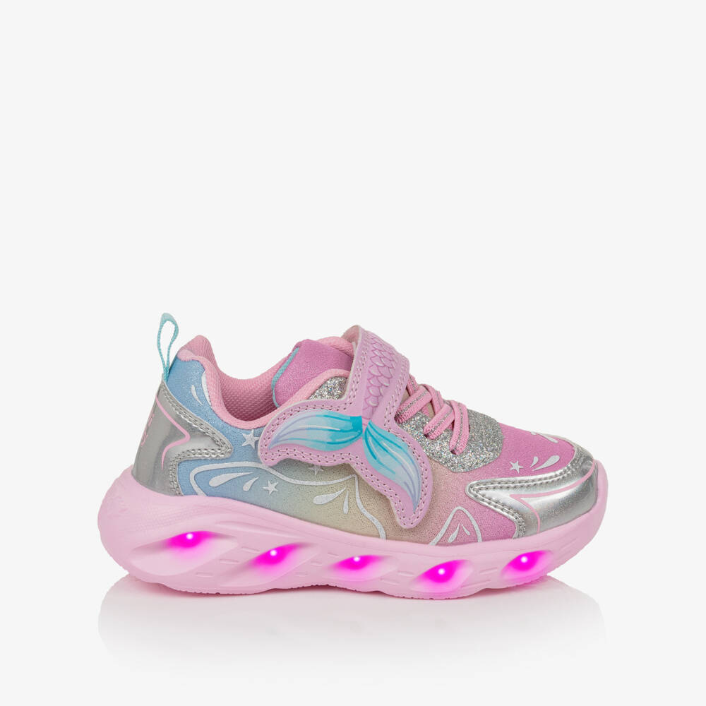 Lelli Kelly-Girls Glittery Pink Mermaid Light-Up Trainers | Childrensalon