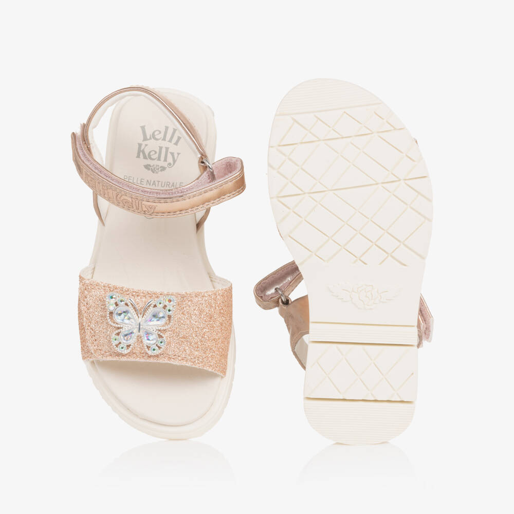 Lelli Kelly-صندل مزين بفراشات لامعة لون ذهبي وردي للبنات | Childrensalon