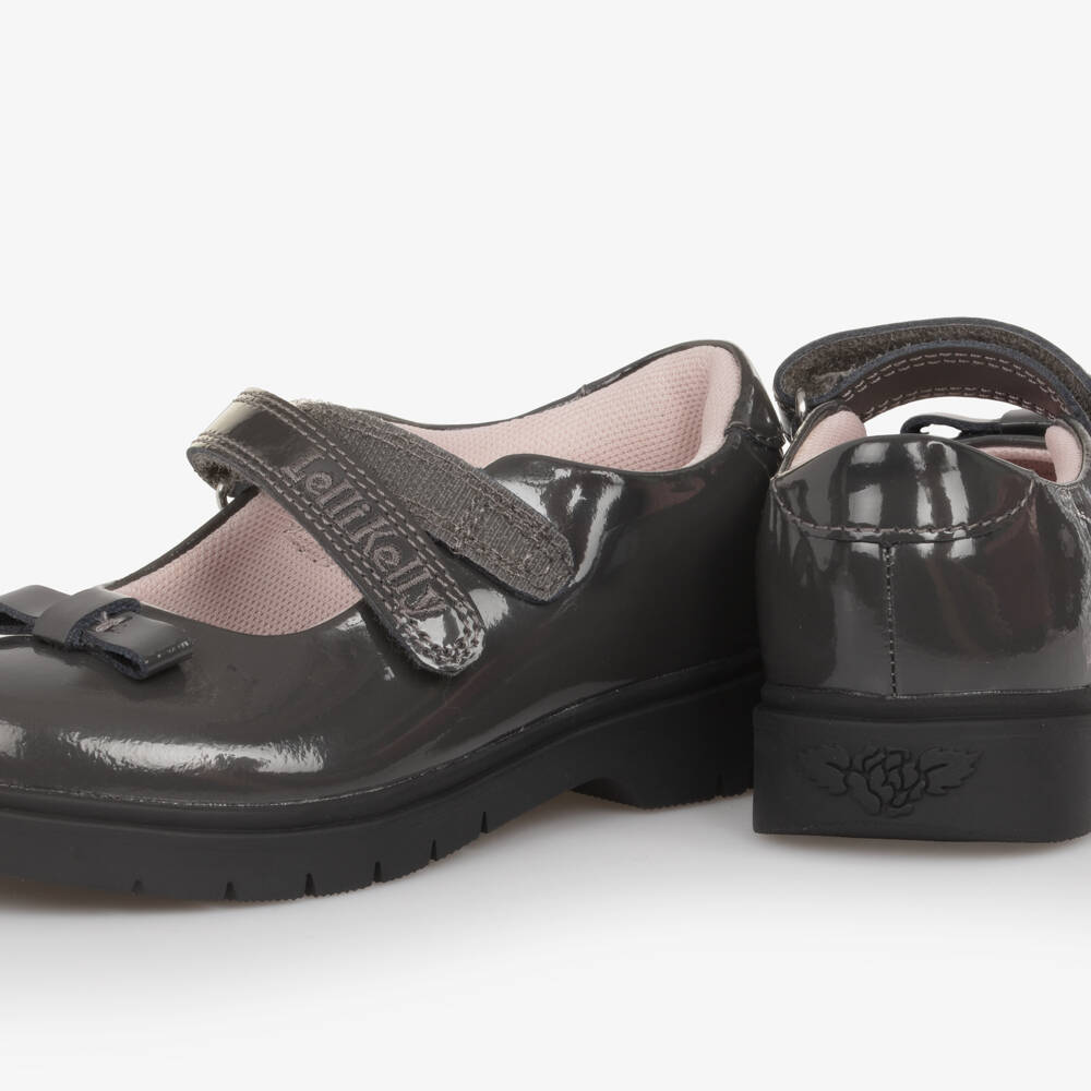 Lelli Kelly-Girls Grey Patent Leather Bar Shoes with Bow Detail | Childrensalon