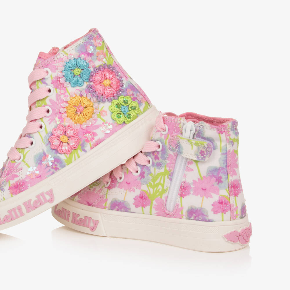 Lelli Kelly-Girls Multi Floral Canvas High-Top Trainers | Childrensalon
