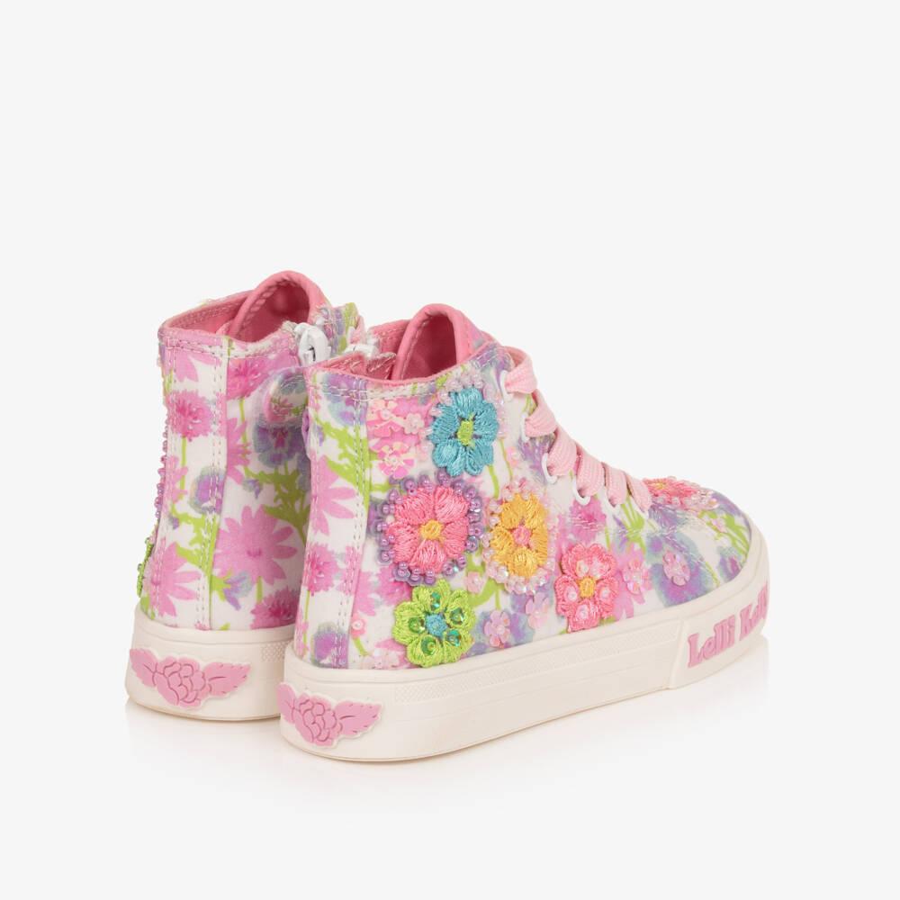 Lelli Kelly-Girls Multi Floral Canvas High-Top Trainers | Childrensalon