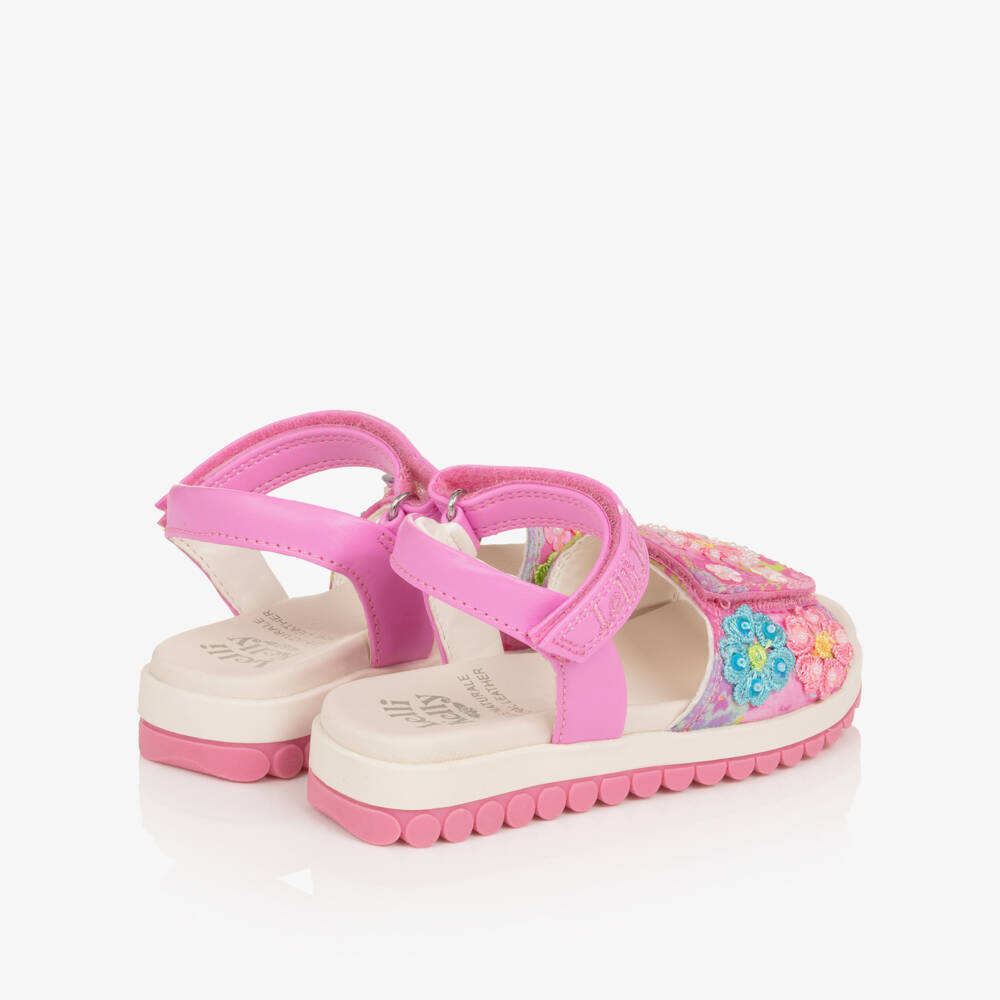 Lelli Kelly-Girls Pink Beaded Floral Print Sandals | Childrensalon