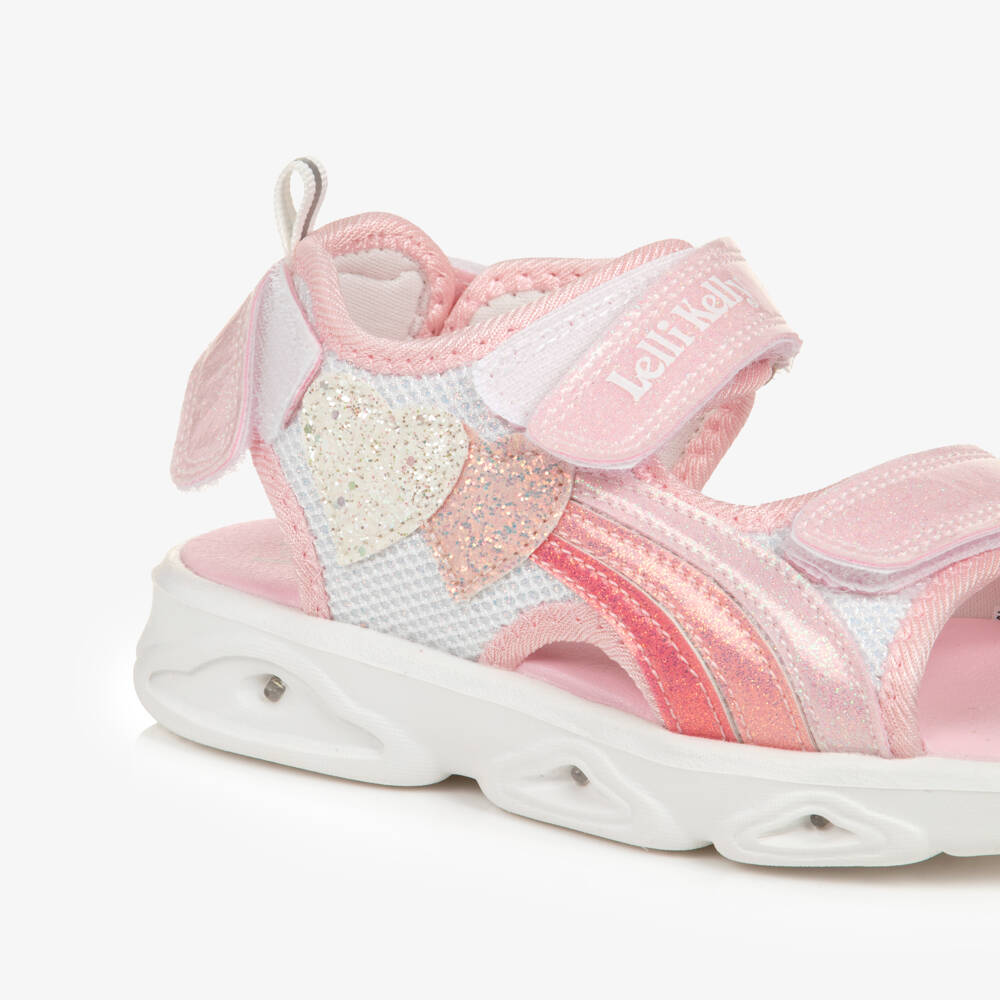 Lelli Kelly-Girls Pink Light Up Sandals with Heart Motifs | Childrensalon