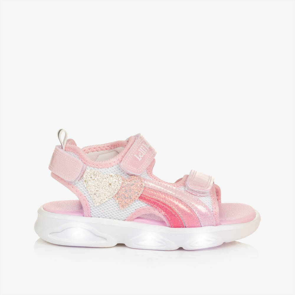 Lelli Kelly-Girls Pink Light Up Sandals with Heart Motifs | Childrensalon