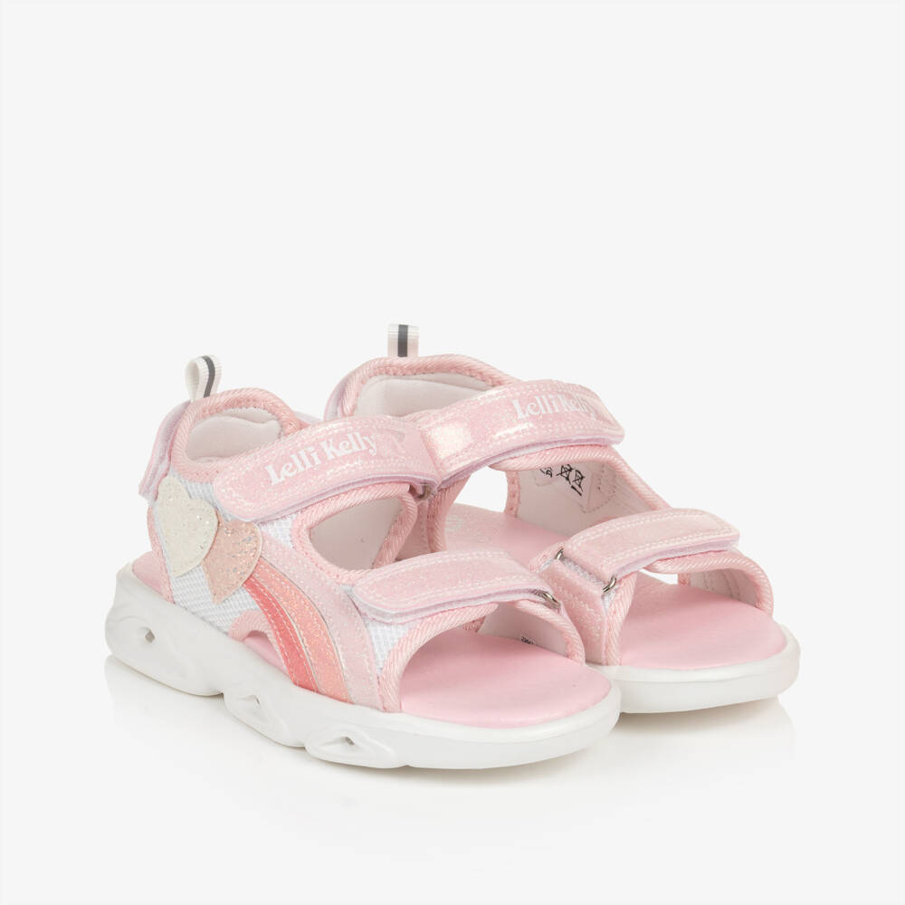 Lelli Kelly-Girls Pink Light Up Sandals with Heart Motifs | Childrensalon