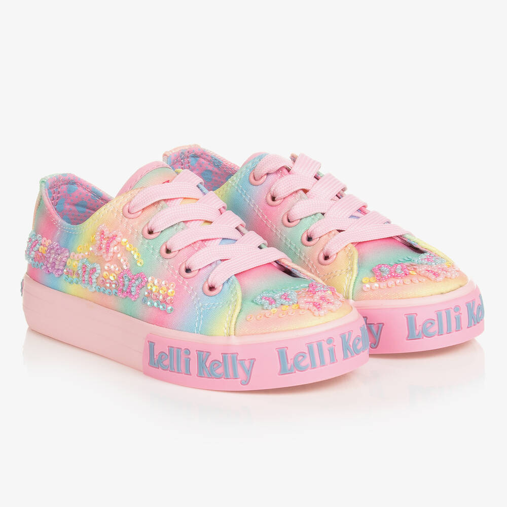 Canvas Lelli Kelly It Girls Pink Rainbow Canvas Trainers