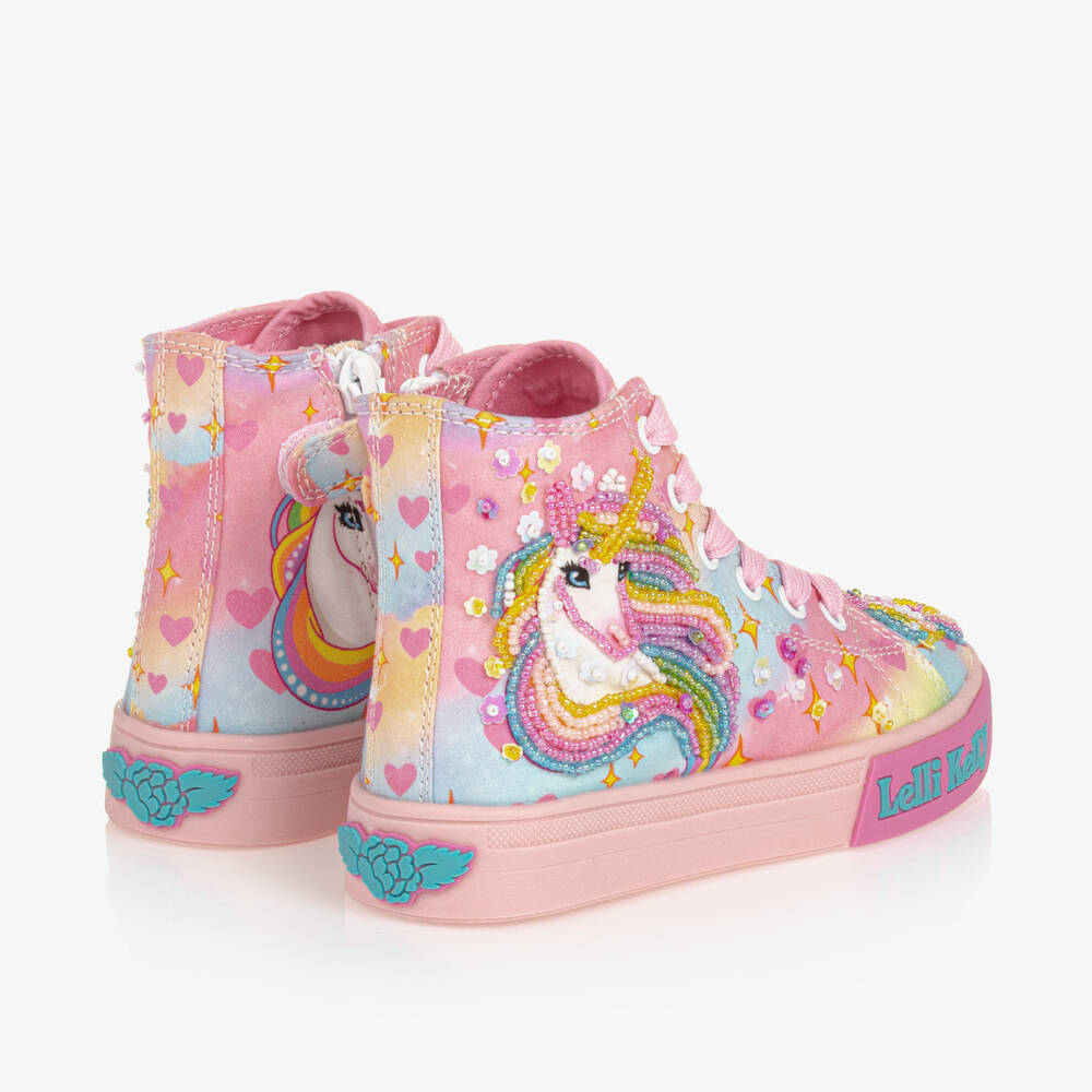 Lelli Kelly-Girls Pink Unicorn High-Top Trainers | Childrensalon