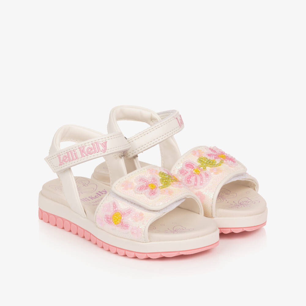Lelli Kelly-صندل مزين بورود خرز لون أبيض للبنات | Childrensalon