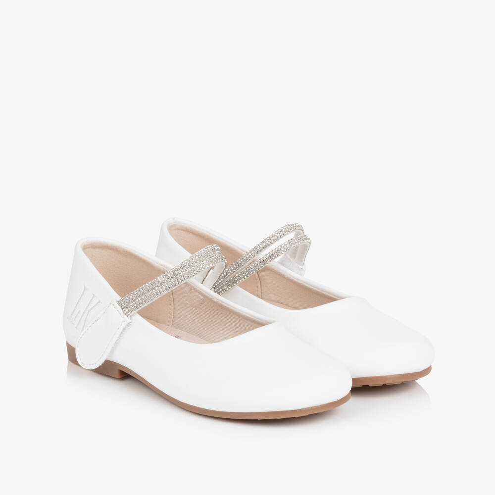 Lelli Kelly-حذاء جلد صناعي مزين بالكريستال لون أبيض للبنات | Childrensalon