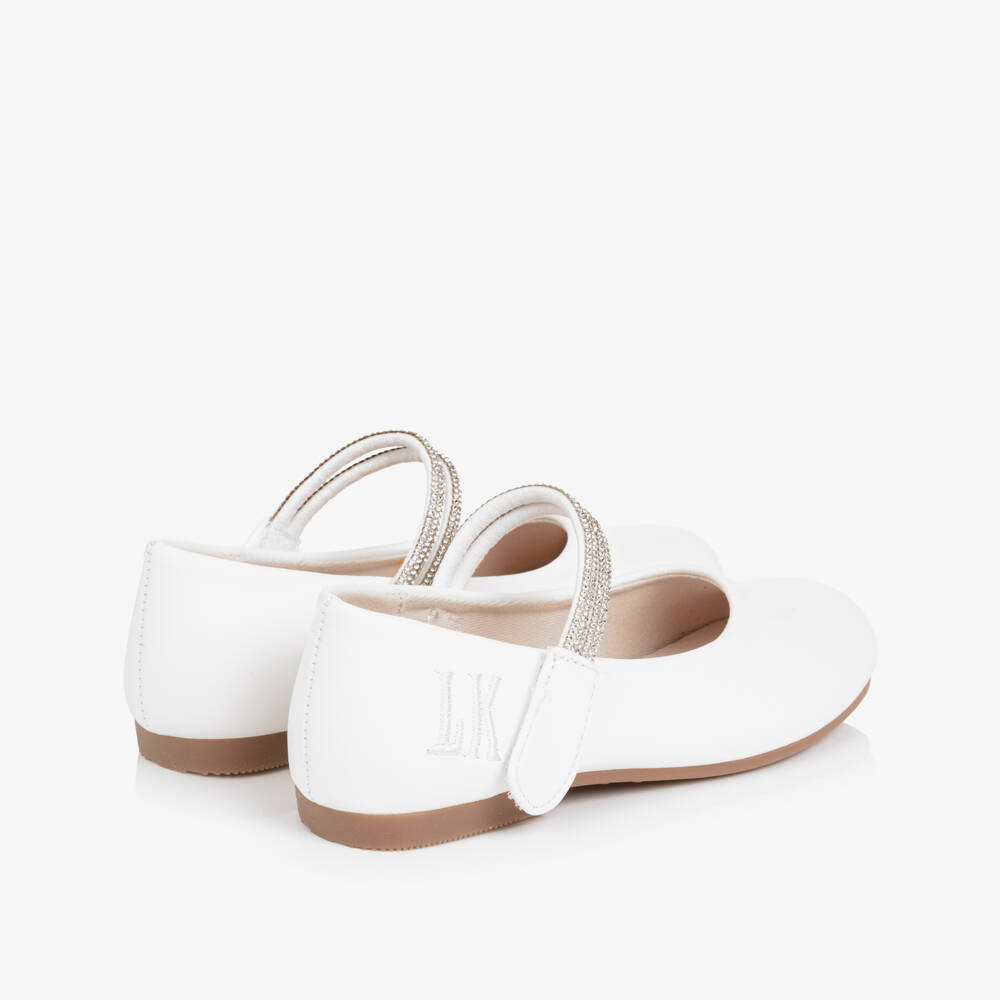 Lelli Kelly-Girls White Faux Leather Shoes with Diamanté Strap | Childrensalon