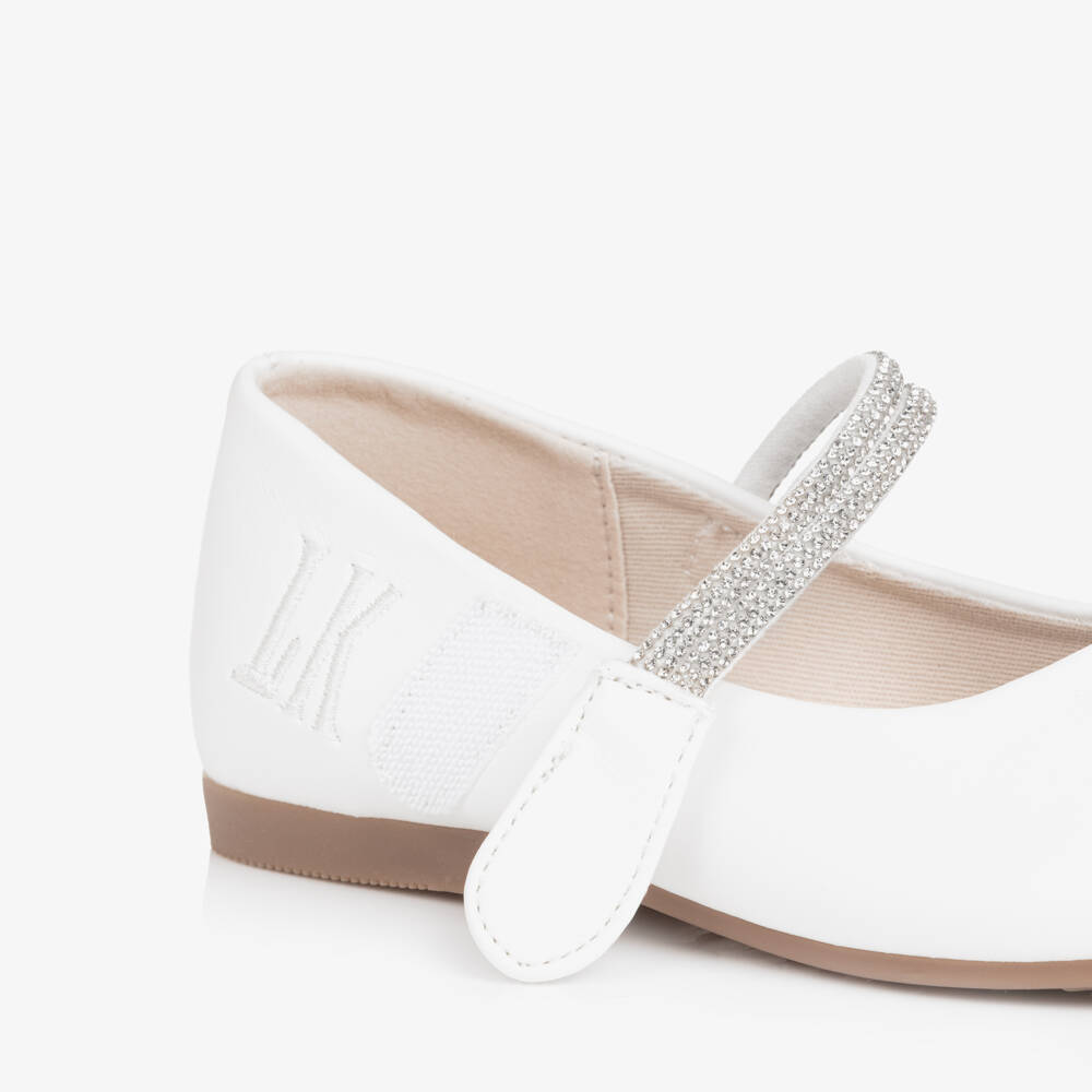 Lelli Kelly-Girls White Faux Leather Shoes with Diamanté Strap | Childrensalon