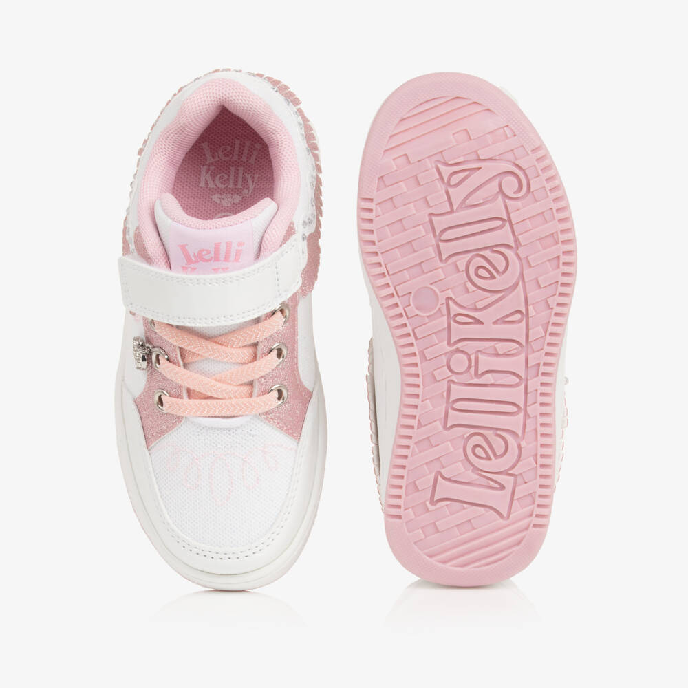 Lelli Kelly-Girls White & Pink Light-Up Trainers | Childrensalon