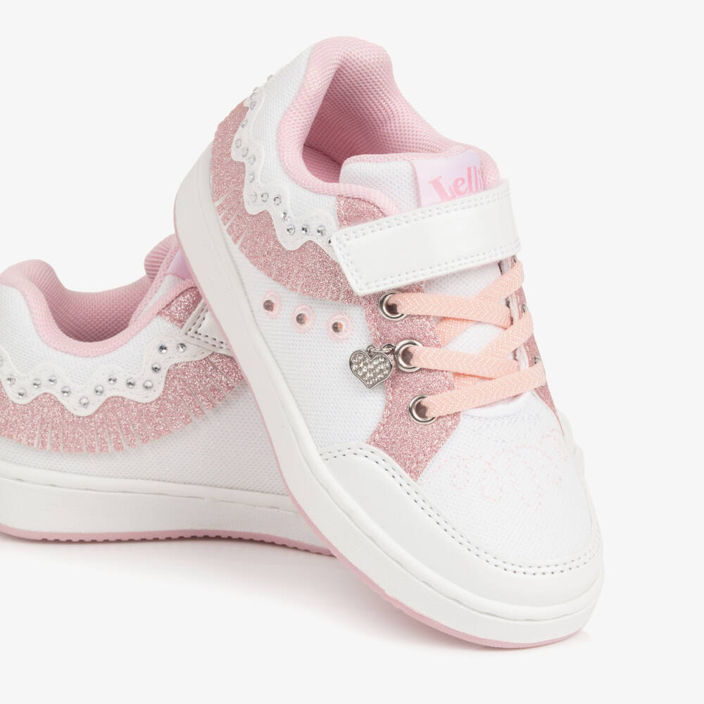 Lelli Kelly-Girls White & Pink Light-Up Trainers | Childrensalon