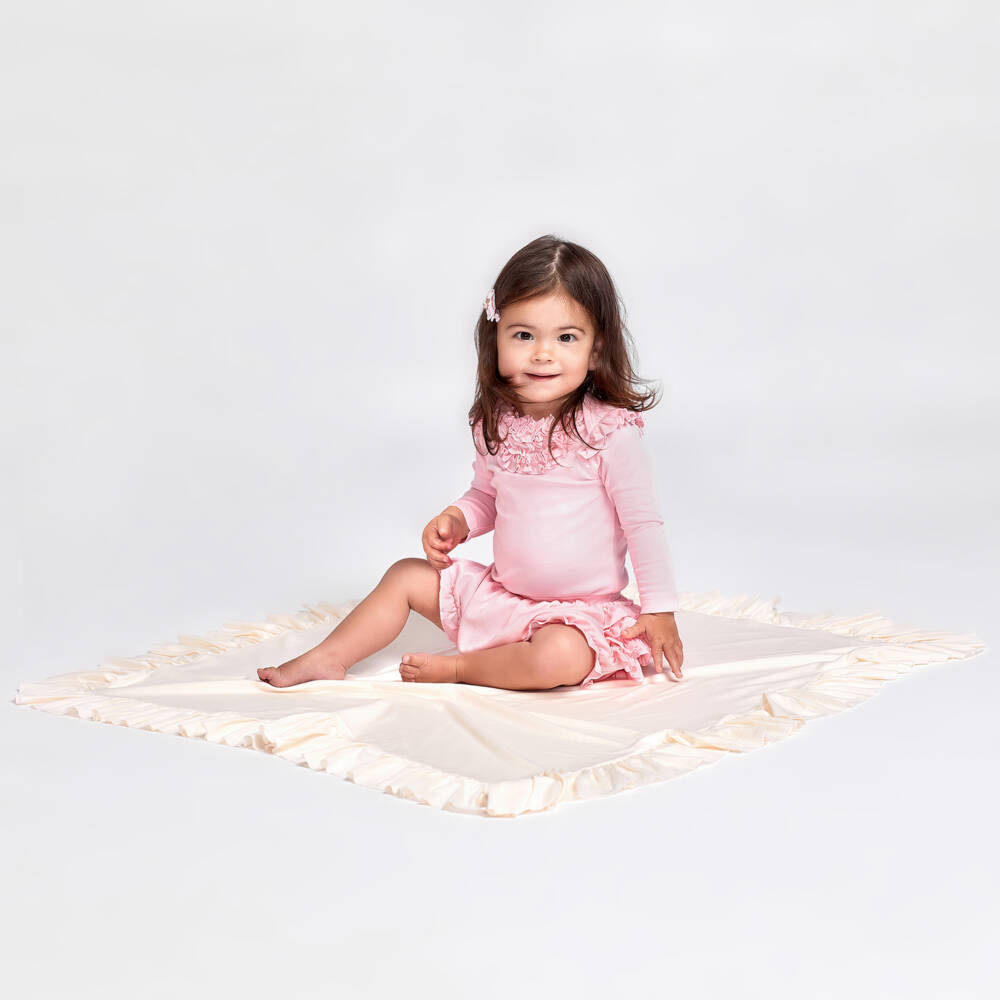 Lemon Loves Layette-Baby Girls Ivory Cotton Blanket (90cm) | Childrensalon