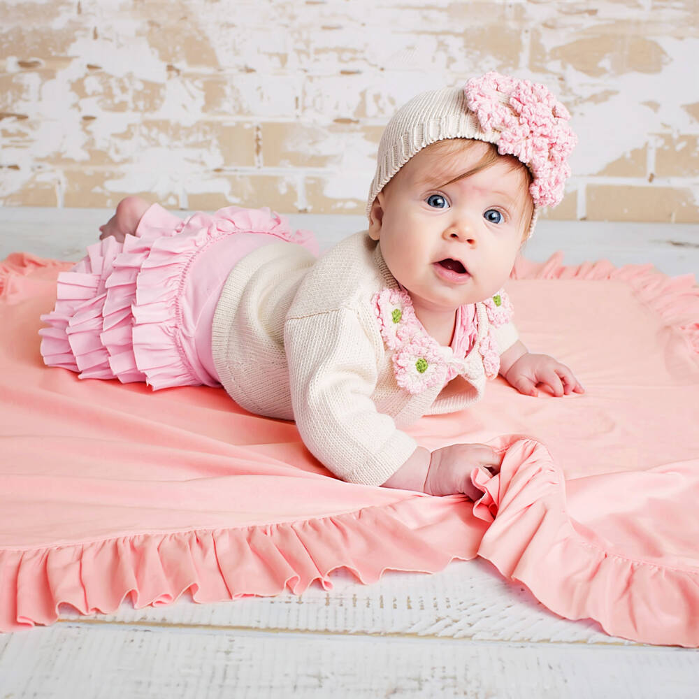 Lemon Loves Layette-Baby Girls Pink Cotton Blanket (90cm) | Childrensalon