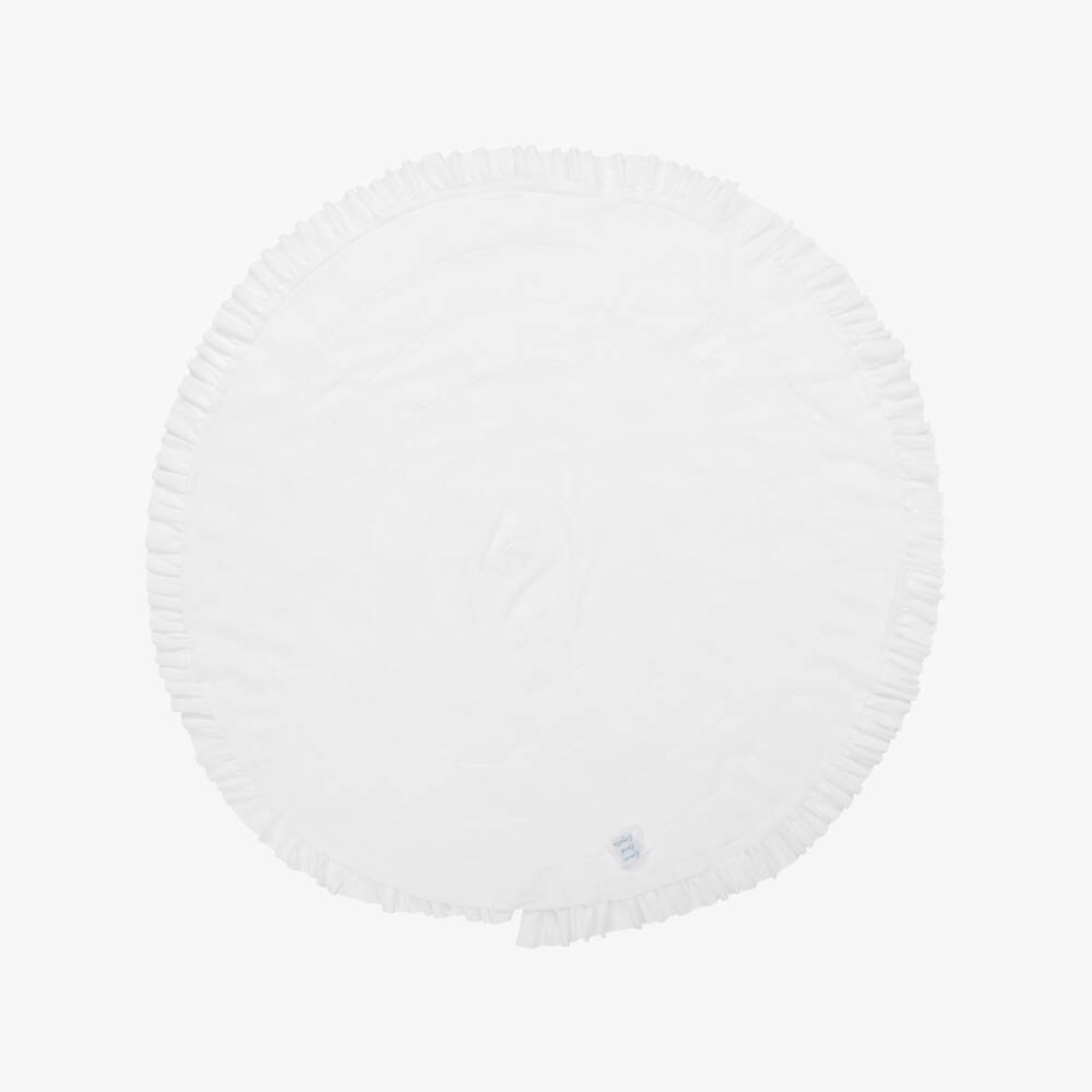 Lemon Loves Layette-Baby Girls White Cotton Blanket (86cm) | Childrensalon