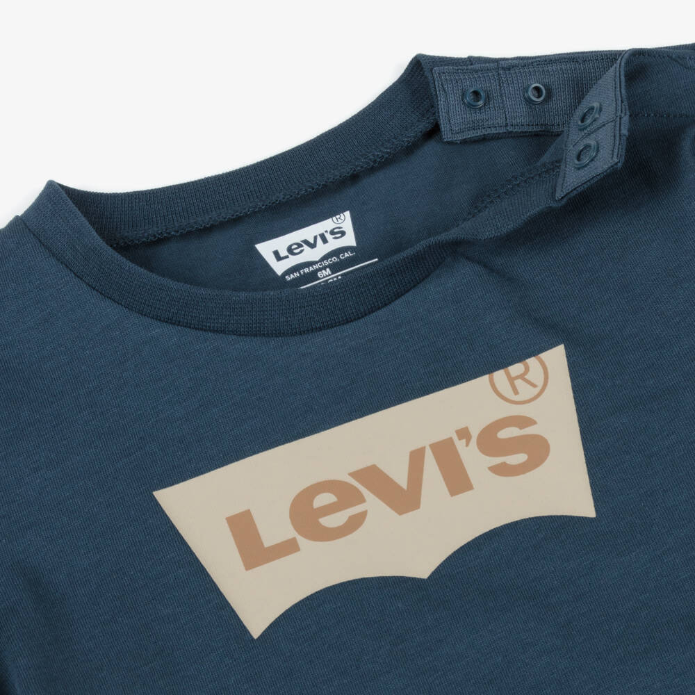 Levi's-Футболка с логотипом Batwing из хлопка синяя для малышей мальчиков | Childrensalon