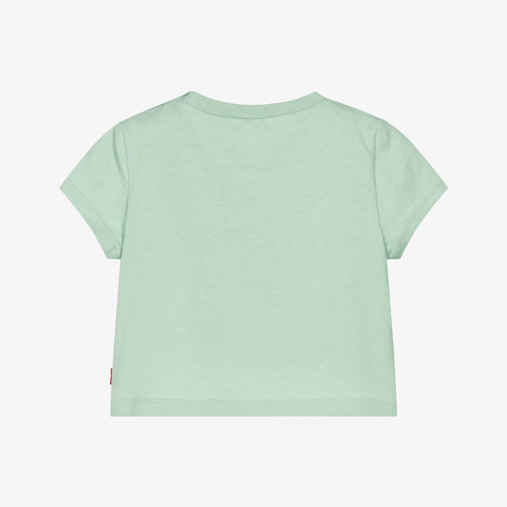 Levi's-Baby Boys Green Cotton T-Shirt with Tonal Batwing Logo | Childrensalon