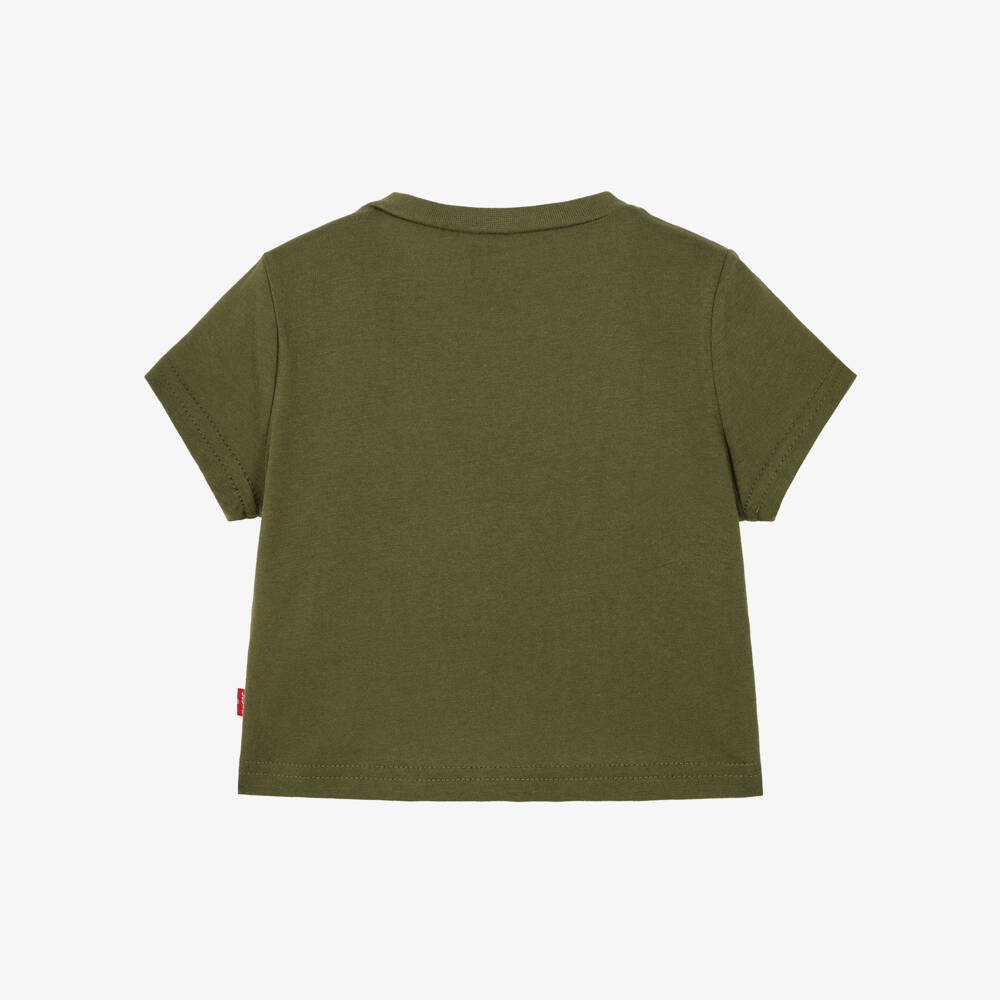 Levi's-Baby Boys Khaki Green Batwing Logo T-Shirt | Childrensalon
