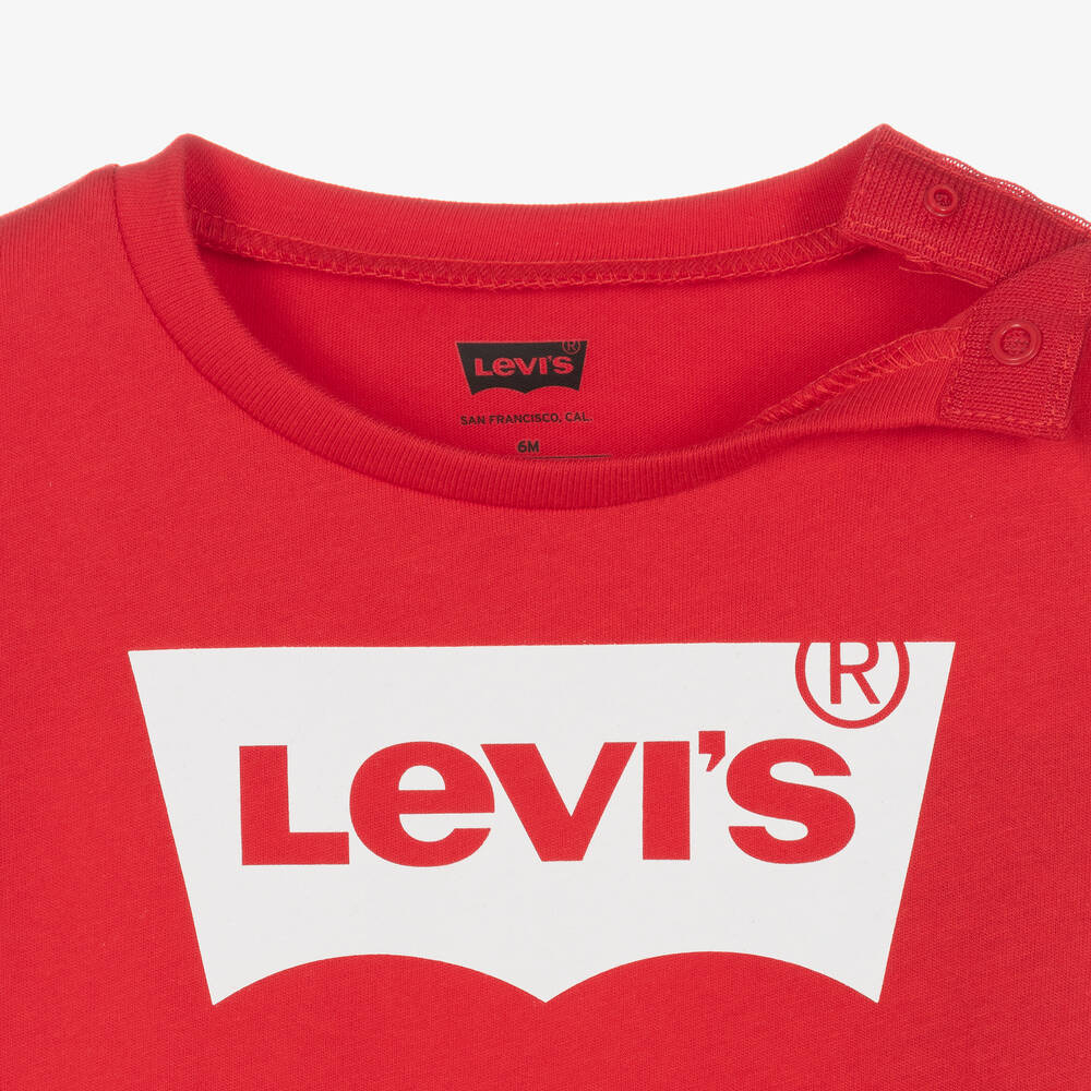 Levi's-Красная хлопковая футболка с логотипом для малышей | Childrensalon
