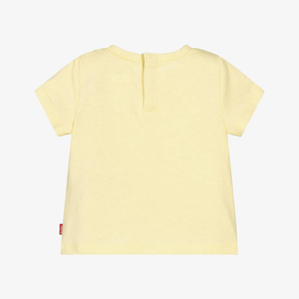 Levi's-Baby Girls Pastel Yellow Batwing Logo Cotton T-Shirt | Childrensalon