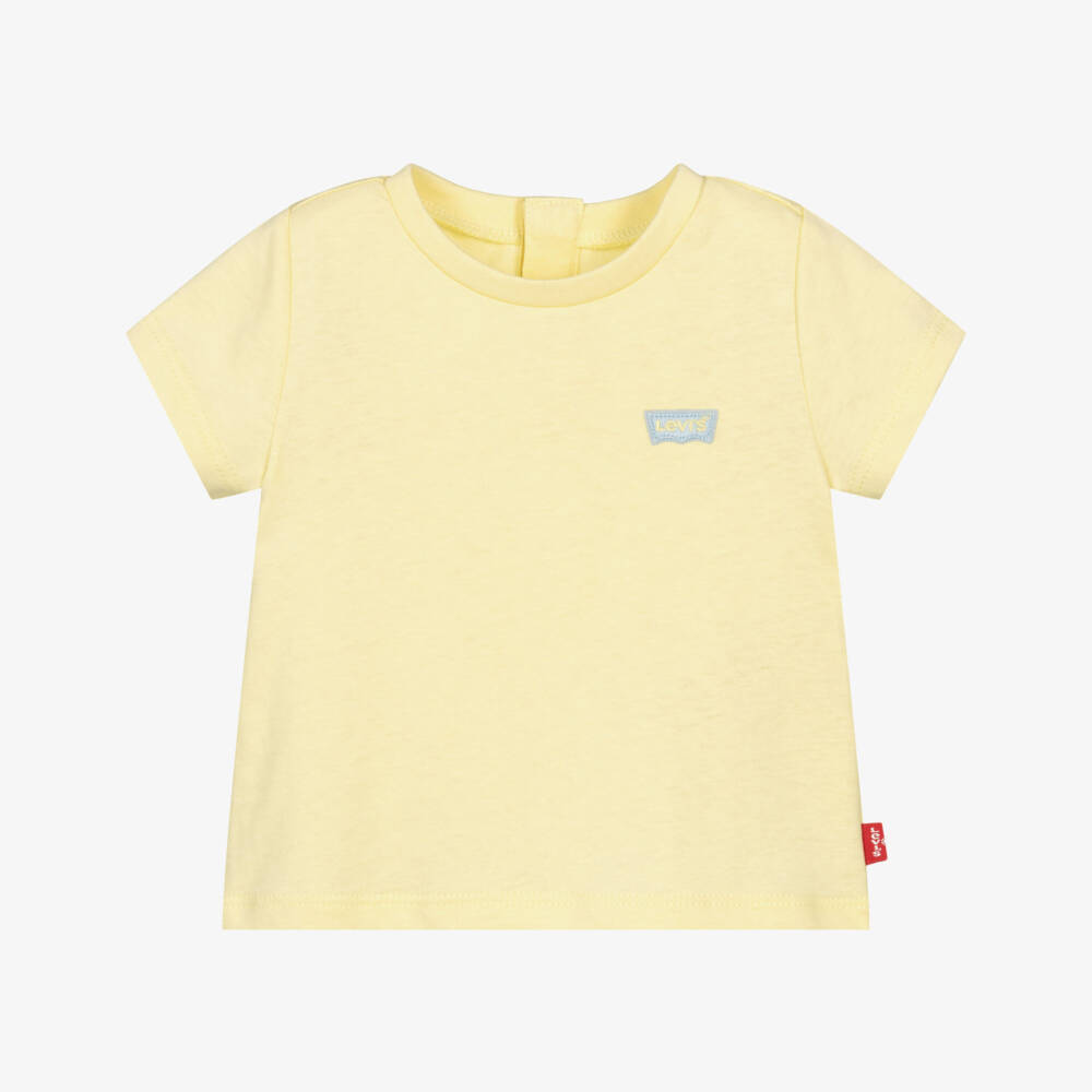 Levi's-Baby Girls Pastel Yellow Batwing Logo Cotton T-Shirt | Childrensalon