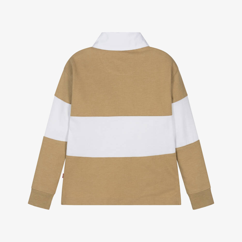Levi's-Рубашка регби бежево-белая с логотипом Batwing для мальчиков | Childrensalon