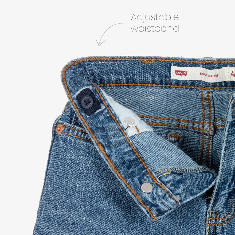 Levi's-Blue Denim Baggy Barrel Jeans | Childrensalon