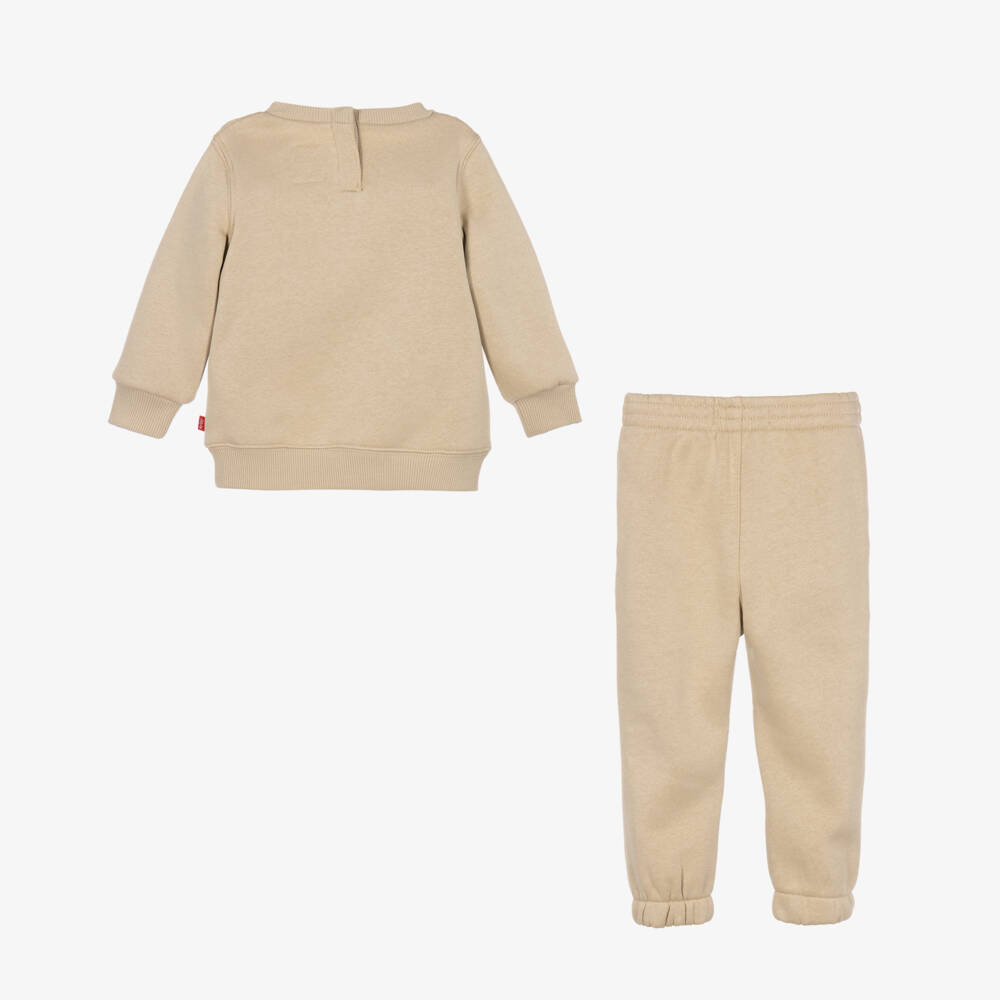Levi's-Botys Beige Tracksuit with Mini Batwing Logos | Childrensalon