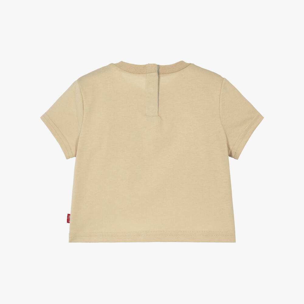 Levi's-Boys Beige Jersey T-Shirt with Bear Graphic | Childrensalon