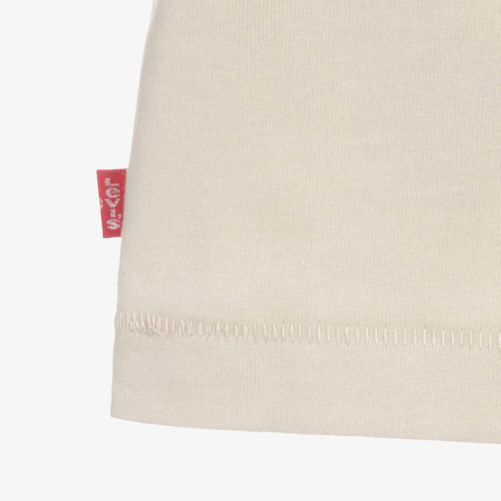 Levi's-Boys Beige T-Shirt with Embroidered Logo | Childrensalon
