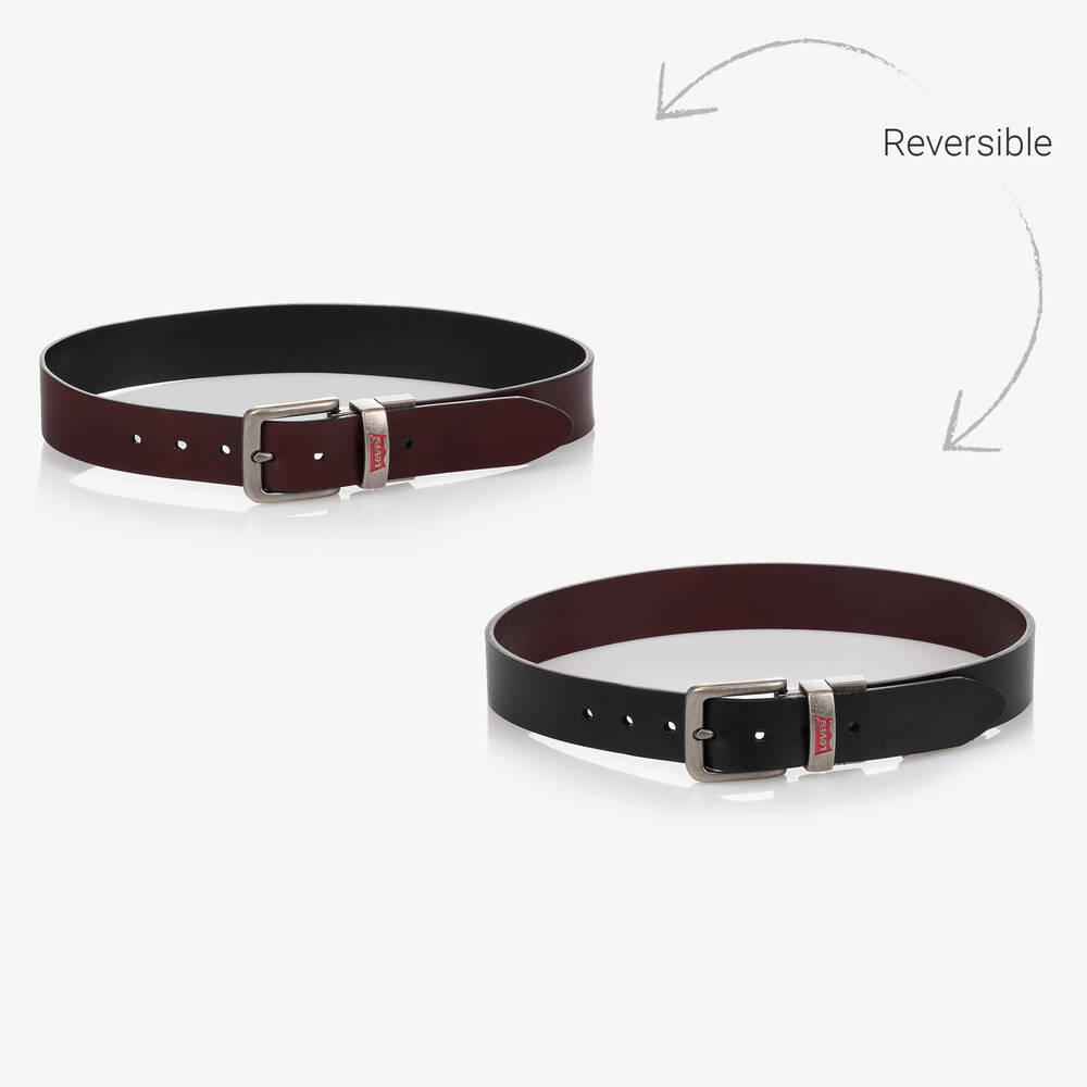 Levi's-Boys Black & Brown Reversible Leather Belt | Childrensalon