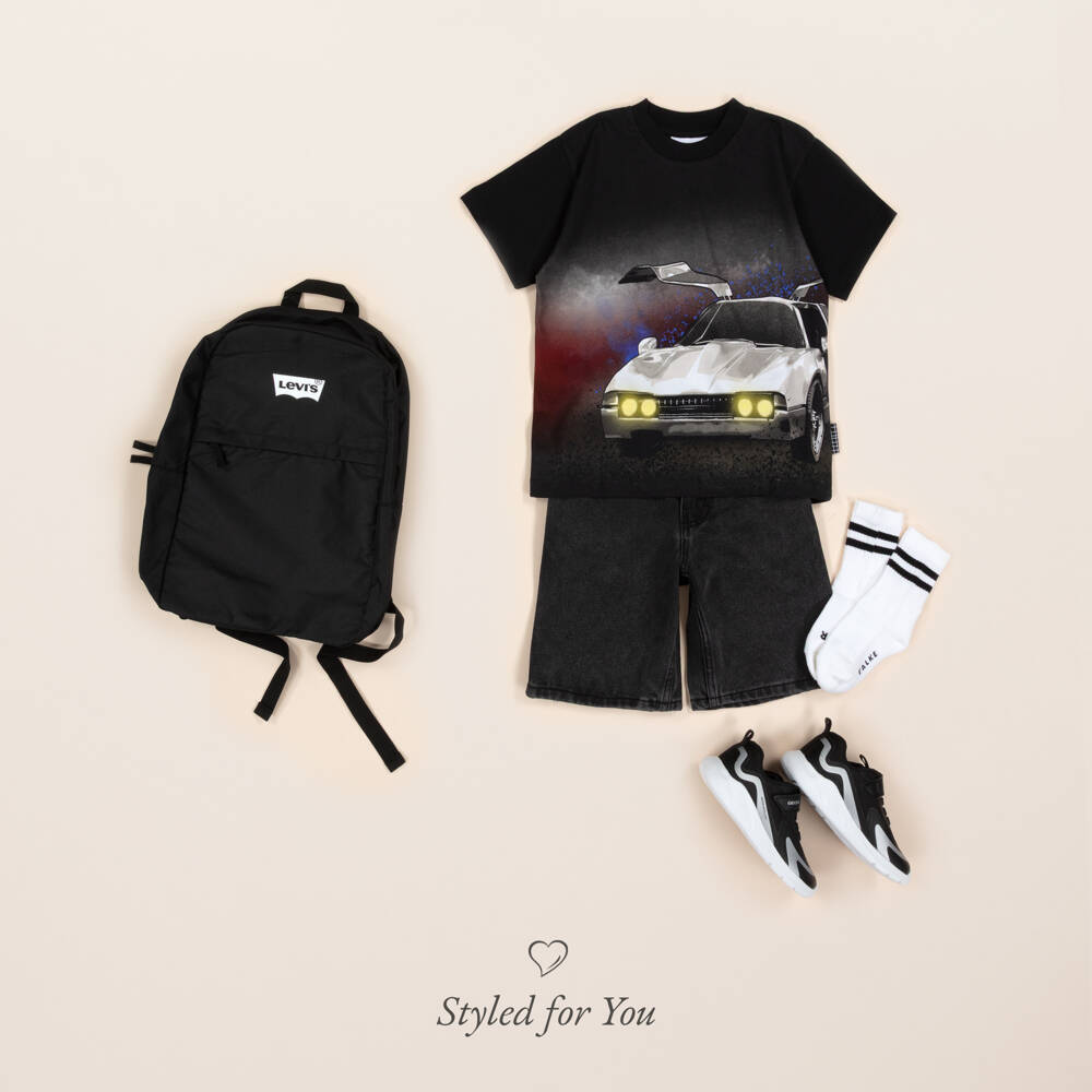 Levi's-Boys Black Canvas Batwing Logo Backpack (46cm) | Childrensalon