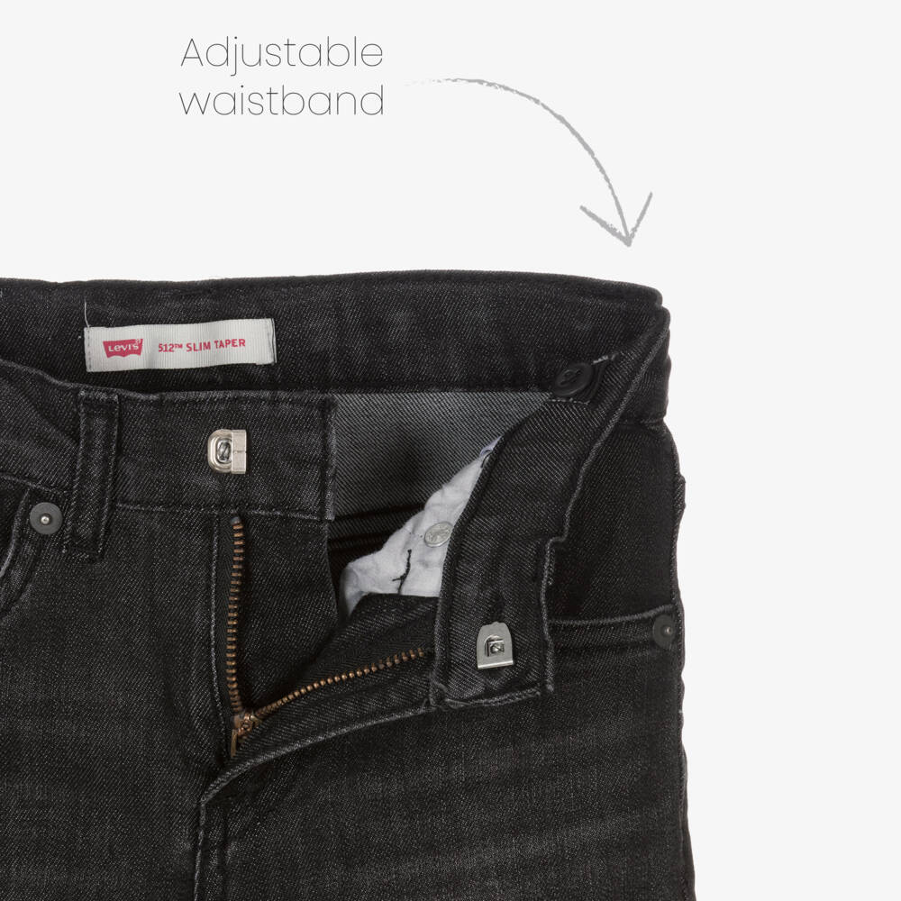 Levi's-Boys Black Denim 512 Slim Taper Jeans | Childrensalon
