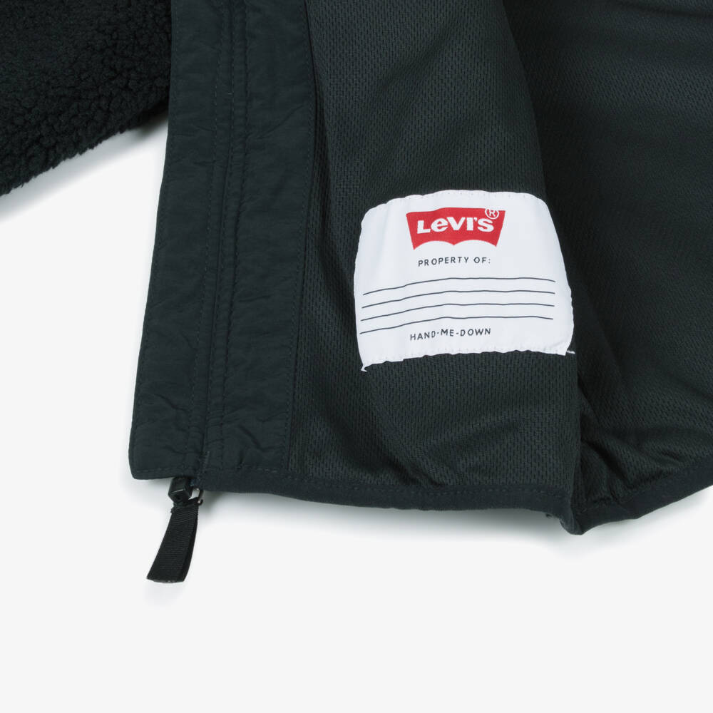 Levi's-Boys Black Sherpa Zip-Up Jacket | Childrensalon