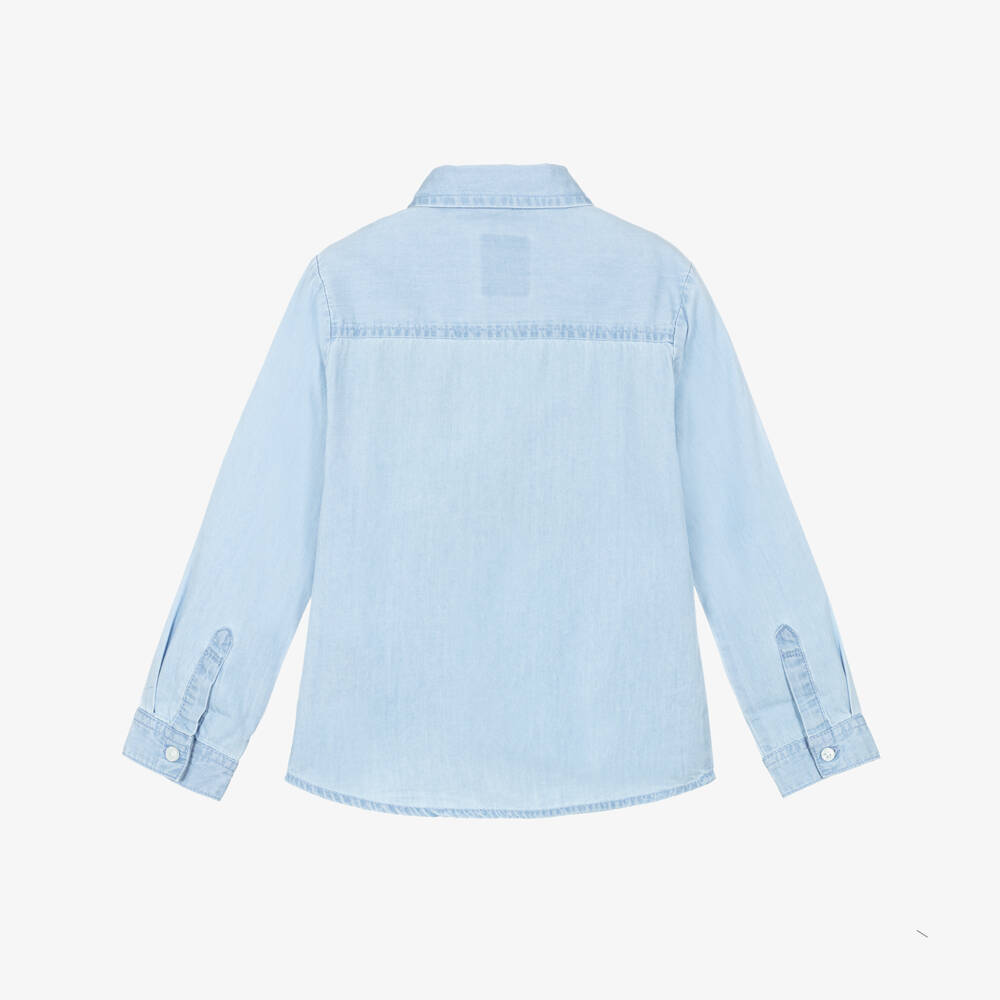 Levi's-Boys Blue Cotton Chambray Shirt | Childrensalon