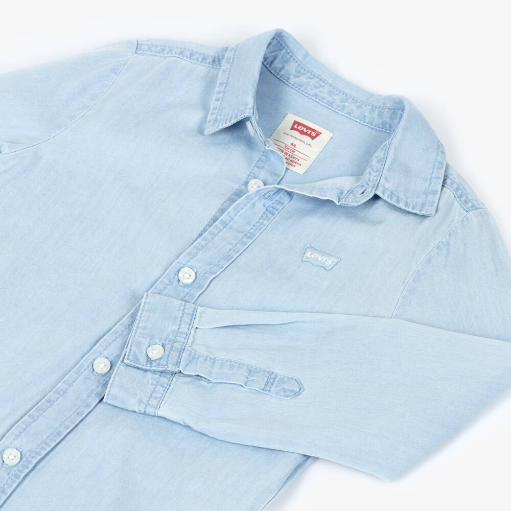 Levi's-Boys Blue Cotton Chambray Shirt | Childrensalon
