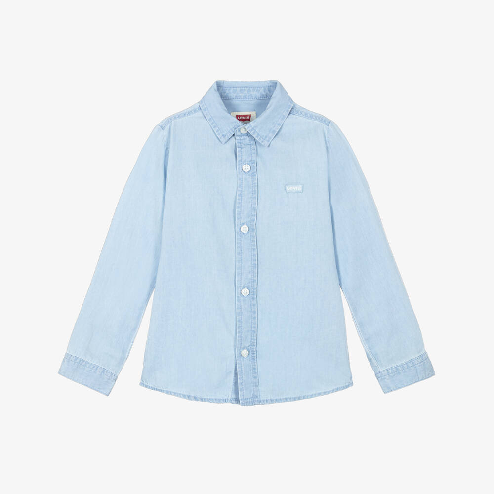 Levi's-Boys Blue Cotton Chambray Shirt | Childrensalon