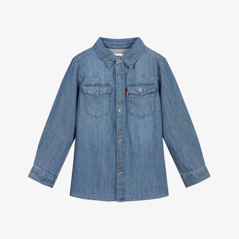 Levi's-Boys Blue Cotton Denim Shirt | Childrensalon