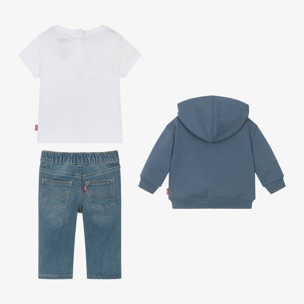 Levi's-طقم بنطلون مزيج قطن ودنيم لون أزرق للمواليد | Childrensalon