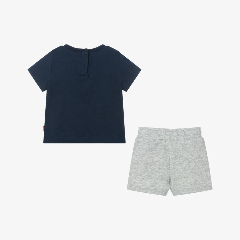 Levi's-Boys Blue & Grey Cotton Shorts Set | Childrensalon