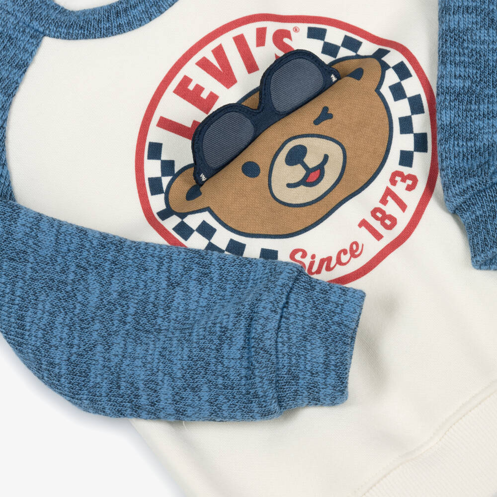 Levi's-Boys Blue & Ivory Sweatshirt & Denim Trouser Set | Childrensalon